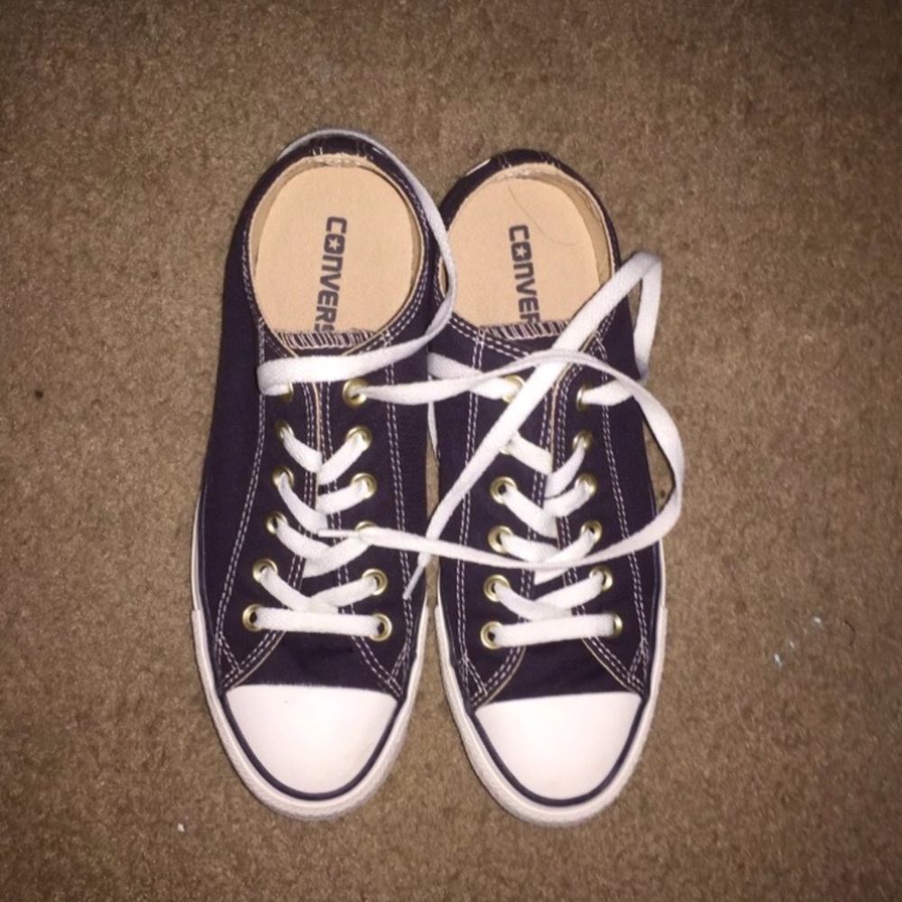 Brown/ navy converse